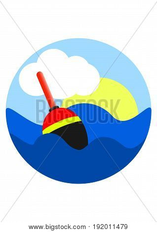 Fishing float logo red with black drawing