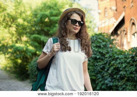 Girl Have Trip To European Old City