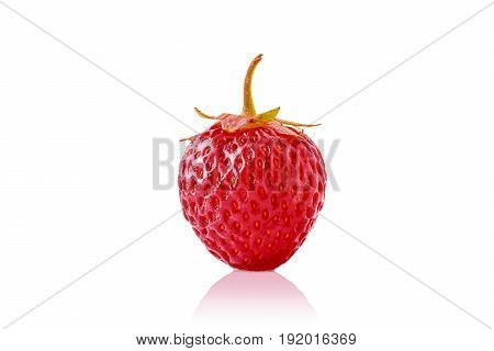 Perfect sweet Strawberry with the leaf isolated on a white background. Red Strawberry