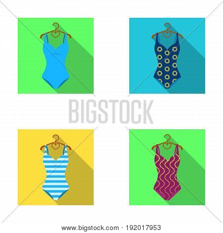 Different kinds of swimsuits. Swimsuitsset collection icons in flat style vector symbol stock illustration .