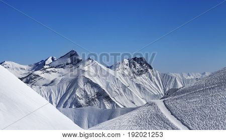 Panoramic View Of Ski Resort With Off-piste Slope At Nice Sun Day