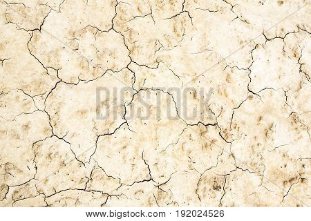Horizontal background shot of a barren, cracked patch of land with no vegetation. Crusty, dry land, affected by drought, a dramatic impact on the environment.