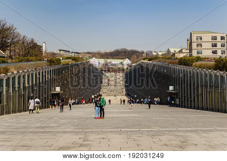 SEOUL KOREA: APRIL 12016: Student at Ewha Woman University Seoul South Korea
