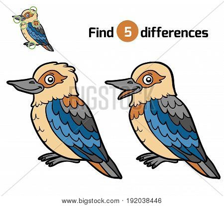 Find differences, education game for children, Kookaburra