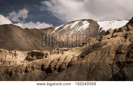 Moonland in evening light, Ladakh, India. Soft focus