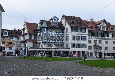 Central Square At The Old Town Of St. Gallen