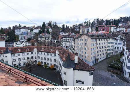 Overview At The Old Town Of St. Gallen On Switzerland