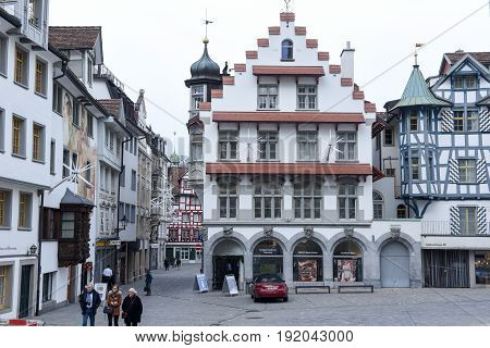 Central Square At The Old Town Of St. Gallen