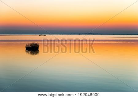 Italy Po delta park sunset on the Goro lagoon