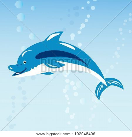 Cute dolphins aquatic marine nature ocean blue mammal sea water wildlife animal vector illustration. Swimming fish underwater beautiful tropical flipper dolphins.