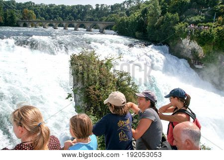 The Rhine Waterfalls At Neuhausen On Switzerland