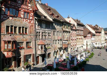 The Beautiful Medieval Town Of Stein Am Rhein On Switzerland