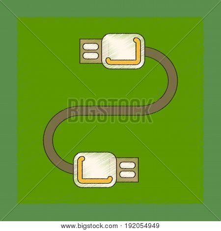 flat shading style icon of usb cable