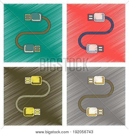 assembly flat shading style icon of usb cable