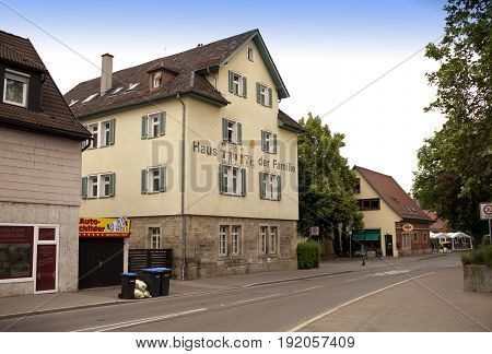 GERMANY - May 29 2012: Nurtingen street- is a town in southern Germany. It is located on the river Neckar.