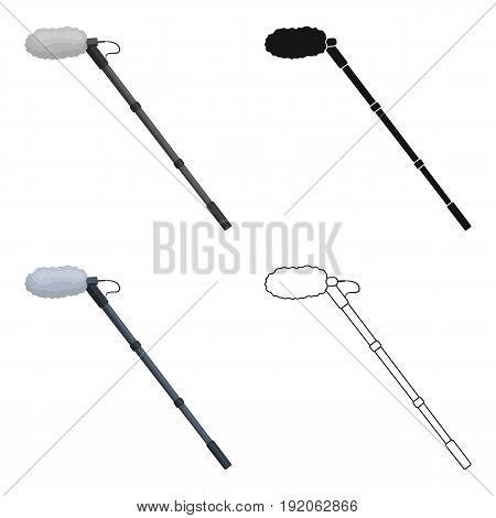 Microphone on the rod. Making movie single icon in cartoon style vector symbol stock illustration .