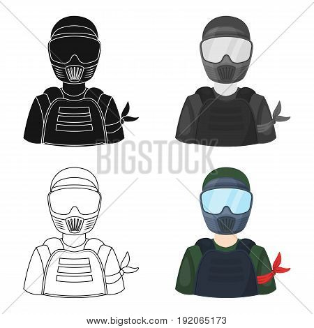 A player in paintball.Paintball single icon in cartoon style vector symbol stock illustration .