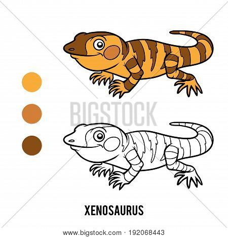 Coloring book for children, vector cartoon Xenosaurus
