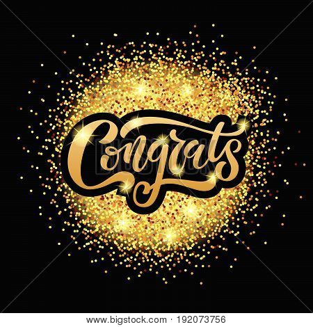 Hand Sketched Congratulations Lettering Typography. Hand Sketched Inspirational Quote 'congrats'.