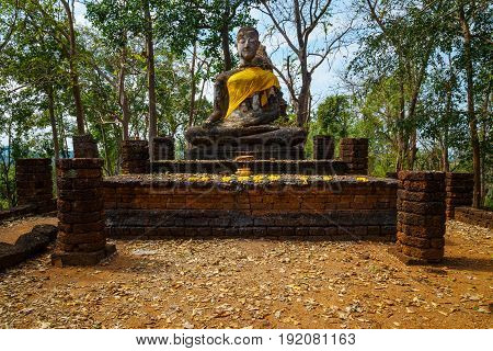 Wat Khao Phanom Phloeng Temple at Si Satchanalai Historical Park a UNESCO World Heritage Site in Thailand