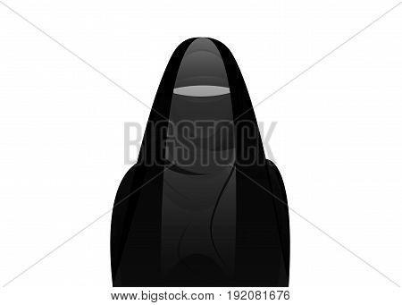 arabic muslim woman in burka , Isolated drawing on a white background