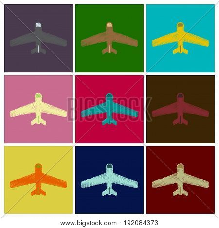 Set of Flat Icons in Shading Style aircraft