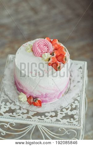 Beautiful multicolored decorated baked sweet tasty candy bar desserts