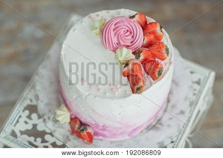 Beautiful multicolored decorated baked sweet tasty candy bar desserts