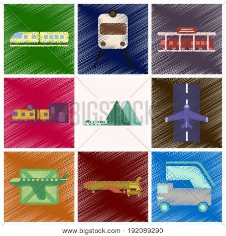 Set of Flat Icons in Shading Style logistics
