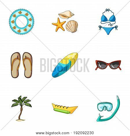 Beach, palm tree, ice cream.Summer vacation set collection icons in cartoon style vector symbol stock illustration .