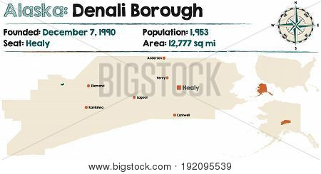 Large and detailed map of Denali Borough in Alaska