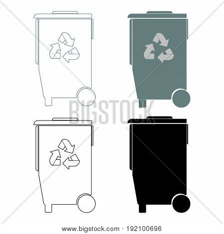 Refuse Bin With Arrows Utilization   The Black And Grey Color Set Icon .