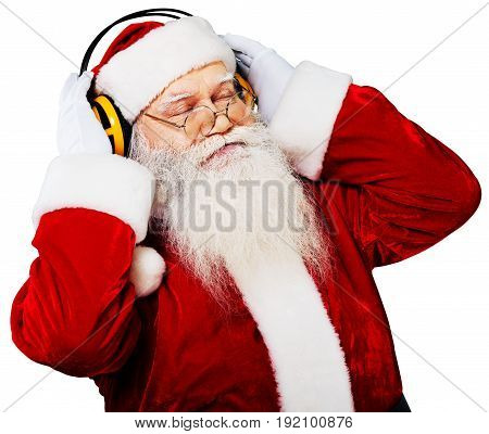Claus santa headphones santa claus holiday background holiday party fun