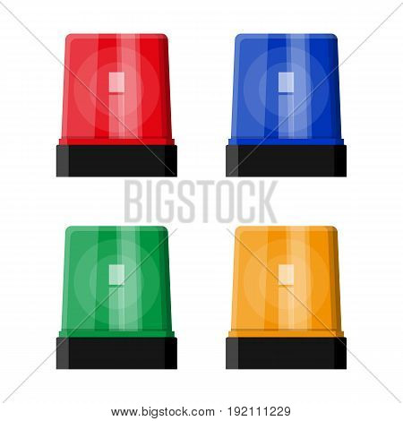 Color flashing light. Police, ambulance, firefighters siren. Vector illustration in flat style