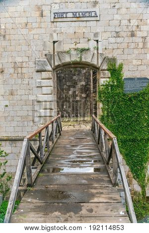 Entrance To The Military Fortress Of Mamula. Montenegro, Boka-kotor Bay.
