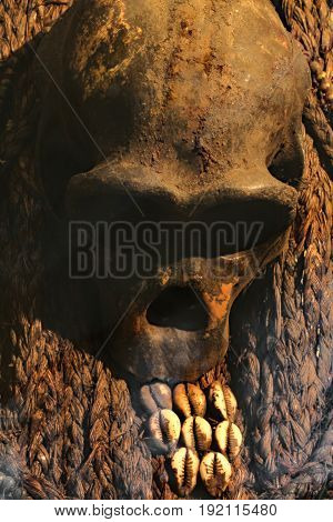 Human Skull For African Rites In An African Village
