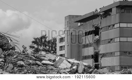 a wrecked building ready to be destroyed