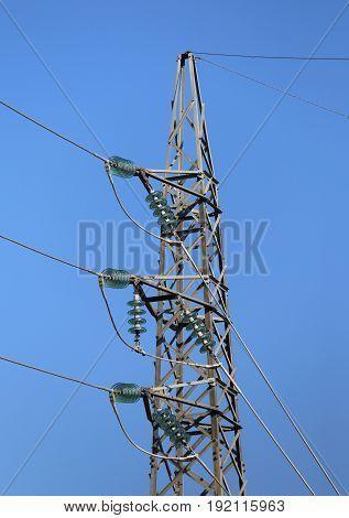 Steel Trellis Of High-voltage Electrical Cables In Steel