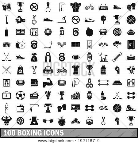 100 boxing icons set in simple style for any design vector illustration