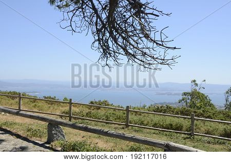 Galician coastline from the viewpoint of Mount Curota in Ribiera Corunna Galicia Spain