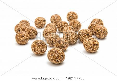Roasted thala balls isolated on white background