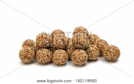 Roasted thala balls isolated on white background