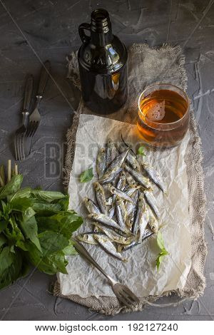 Sun Dried Fish On The Brown Paper