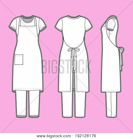 front back and side views of womens set blank templates of t shirt