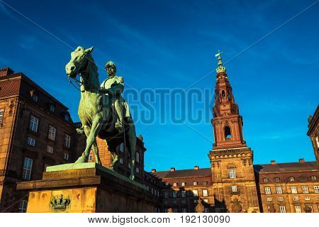 Equestrian statue of King Christian the 9th Copenhagen Denmark Inside the Danish Parliament Christiansborg palace