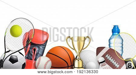 Set of sport items isolated on white background