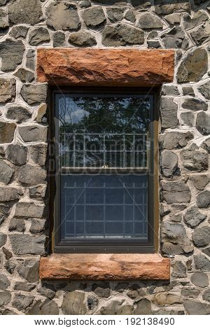 A close up of the window at Kip's Castle in New Jersey