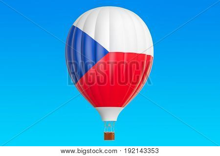 Hot air balloon with Czech Republic flag 3D rendering