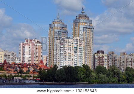Modern residential area Obolon.June 21 ,2017 in Kiev, Ukraine