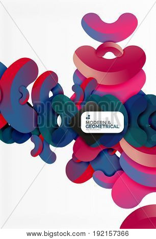 Abstract color geometric round shapes on white - elements with shadow, colorful composition